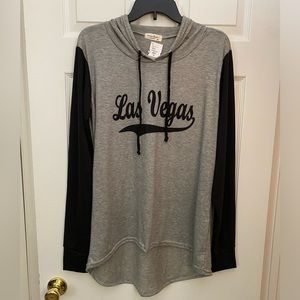 NWT Sweet Gisele New York Womens Las Vegas Lightweight Raglan Hoodie Size XL